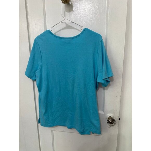 Quacker Factory by Jeanne Bice women’s size large blue t-shirt - Picture 8 of 9